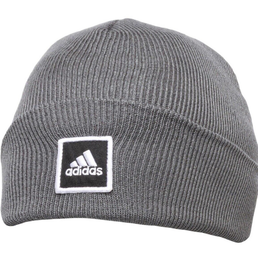 New Men's Adidas Wide Folded Cuff Beanie Color Gray One Size